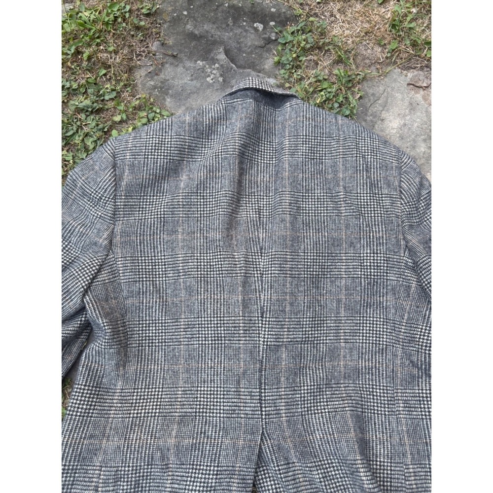 Vintage Bill Blass Camel Hair Blazer Mens 38R Gray Plaid Sport Coat - Picture 11 of 15